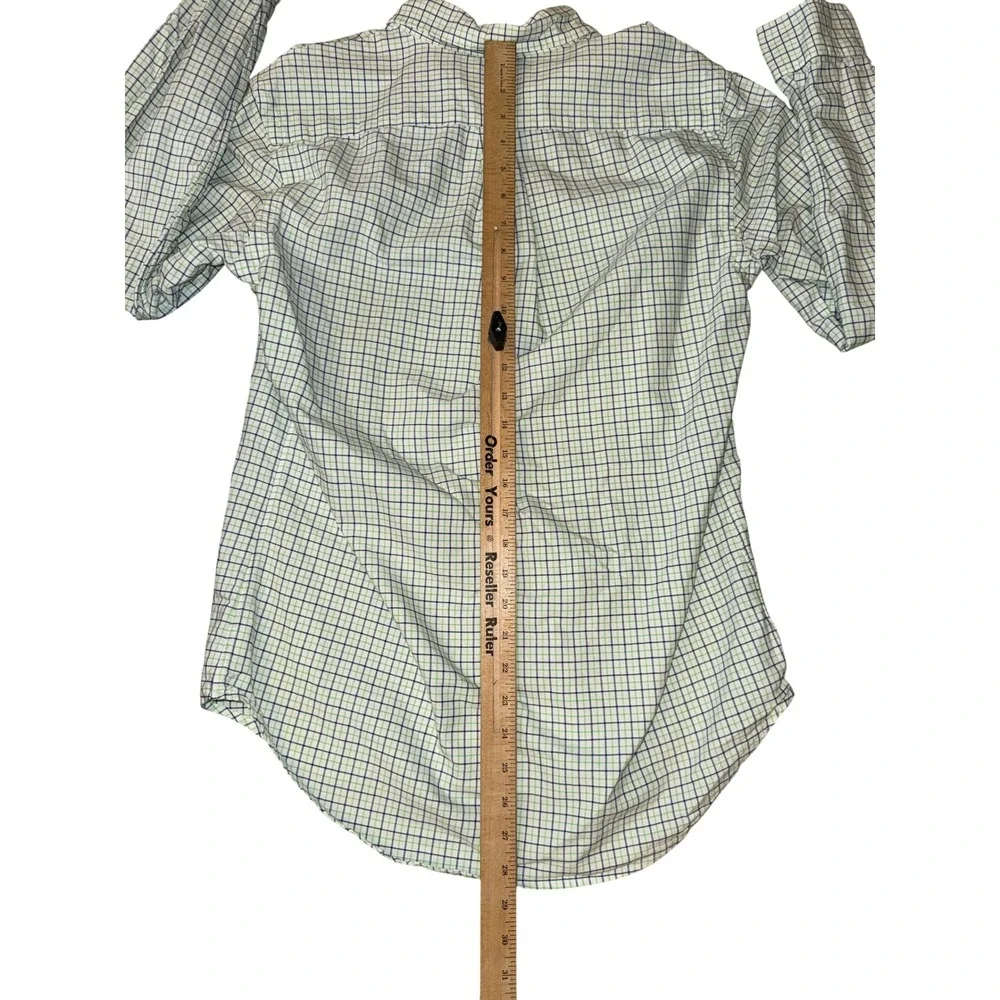 Ralph Lauren Button Down‎ Shirt Mens Small Green Navy Tattersall Long Sleeve